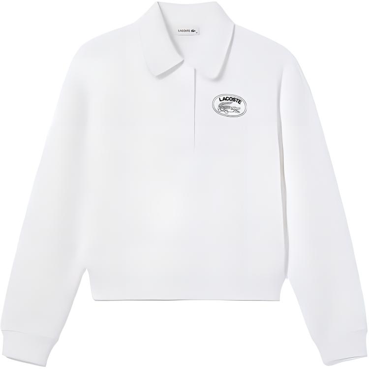 (Women) Lacoste White Long-Sleeve Sweatshirt with Logo Print SF3469-70V