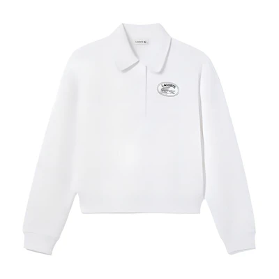 (Women) Lacoste White Long-Sleeve Sweatshirt with Logo Print SF3469-70V