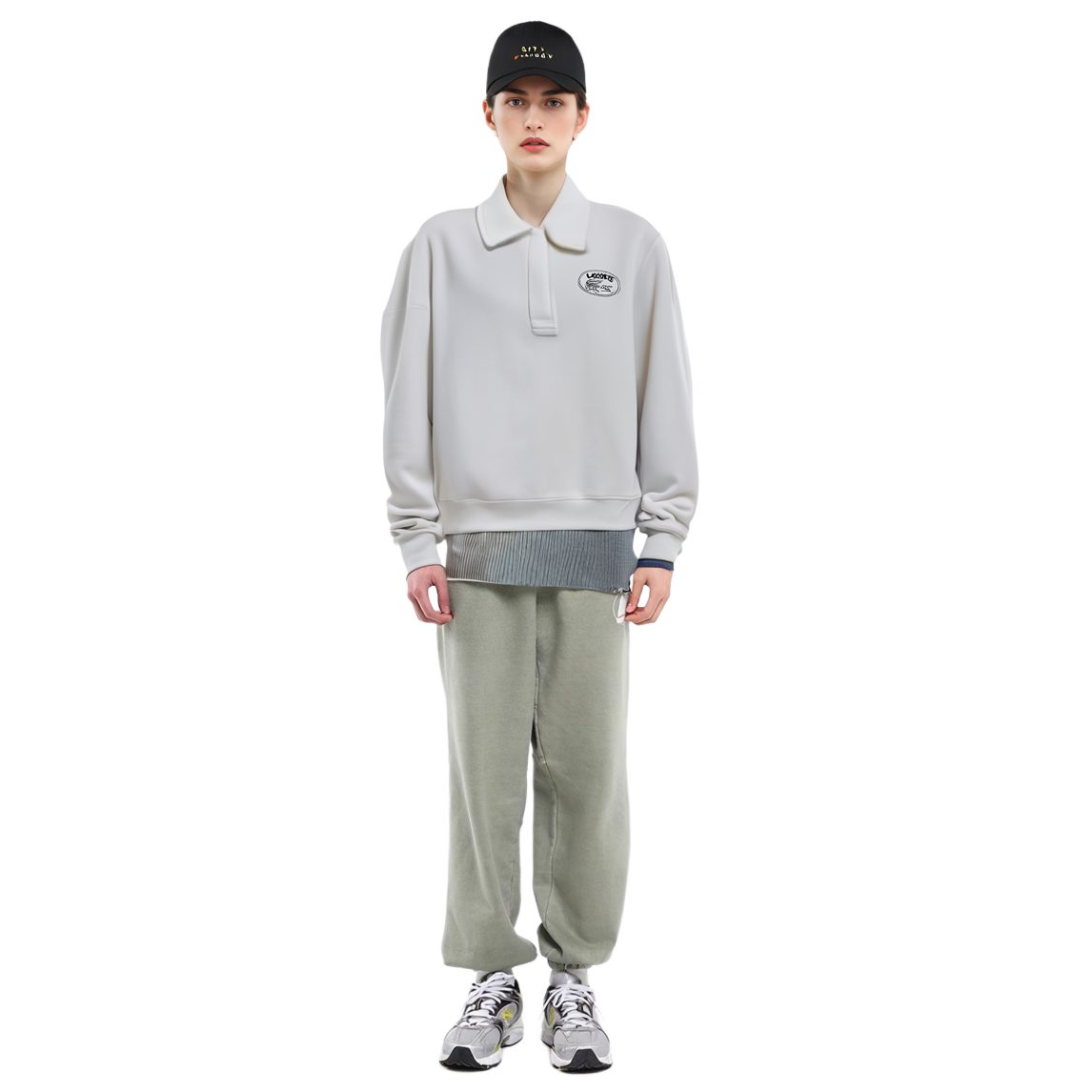 Purchase (Women) Lacoste White Long-Sleeve Sweatshirt with Logo Print SF3469-70V