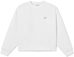 (Women) Lacoste White Vintage Loose Fit Sweatshirt SS23 France Edition SF5614-001 (Women) Lacoste White Vintage Loose Fit Sweatshirt SS23 France Edition SF5614-001