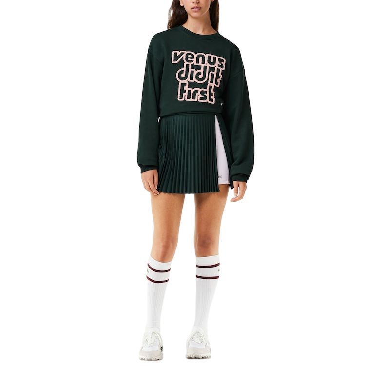 Lookbook (Women) Lacoste x EleVen Venus  Green Pleated Mid-Rise Skirt Collaboration. JF5136-51
