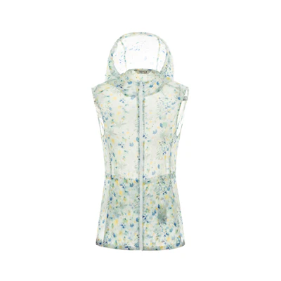 (Women) Lafuma Floral Print Hooded Outdoor Vest with Drawstring Waist. LFVE3BP39