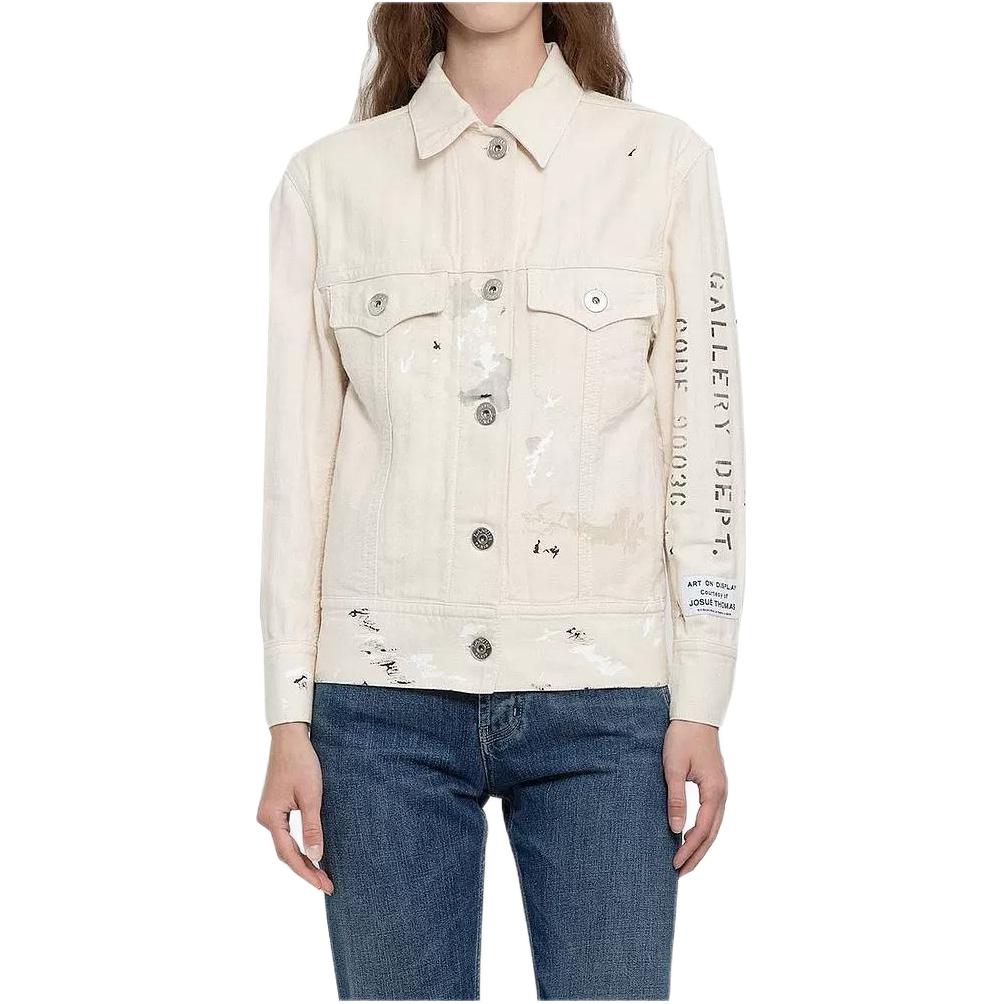 (Women) Lanvin  Beige Letter Print Single-Breasted Denim Jacket. RWJA00604391-02