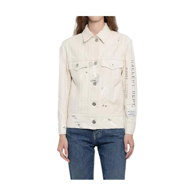 (Women) Lanvin Beige Letter Print Single-Breasted Denim Jacket. RWJA00604391-02