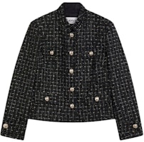 (Women) Lanvin Black Checkered Single-Breasted Long Sleeve Jacket. RW-JAA002-TW03-A23 (Women) Lanvin Black Checkered Single-Breasted Long Sleeve Jacket. RW-JAA002-TW03-A23
