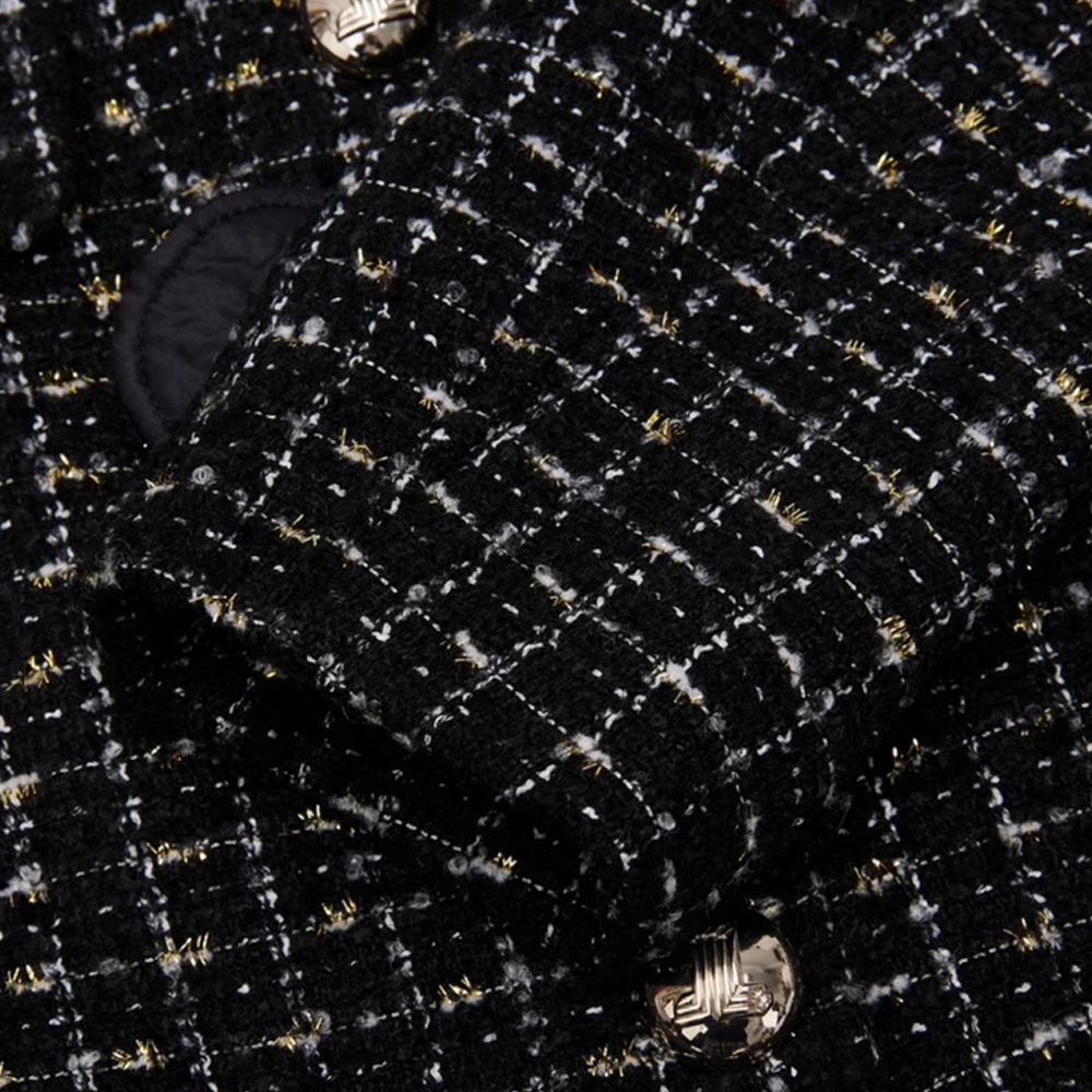 Purchase (W) Jaket Lengan Panjang Lanvin Hitam Corak Kotak Single-Breasted. RW-JAA002-TW03-A23