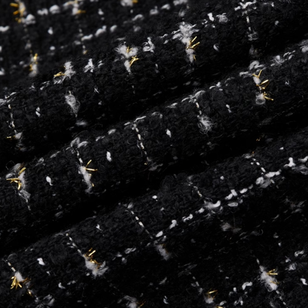 Details for (W) Jaket Lengan Panjang Lanvin Hitam Corak Kotak Single-Breasted. RW-JAA002-TW03-A23