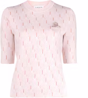 (Women) Lanvin Pink Jacquard Knit Short Sleeve T-Shirt SS22 RW-TS0037-K205-P2250 (Women) Lanvin Pink Jacquard Knit Short Sleeve T-Shirt SS22 RW-TS0037-K205-P2250