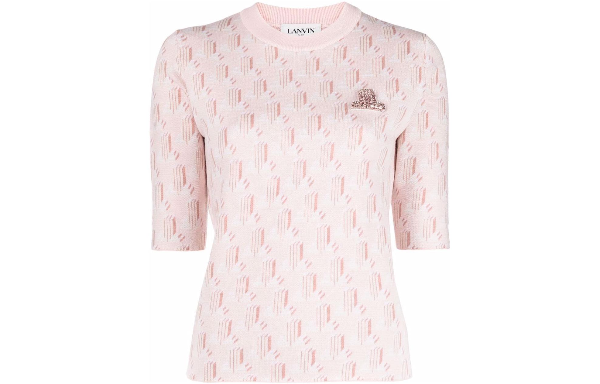 Order (W) Lanvin Pink Jacquard Knit Kaos Lengan Pendek SS22 RW-TS0037-K205-P2250