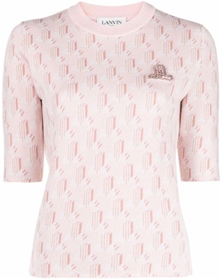 (W) Lanvin Pink Jacquard Knit Kaos Lengan Pendek SS22 RW-TS0037-K205-P2250 Order (W) Lanvin Pink Jacquard Knit Kaos Lengan Pendek SS22 RW-TS0037-K205-P2250