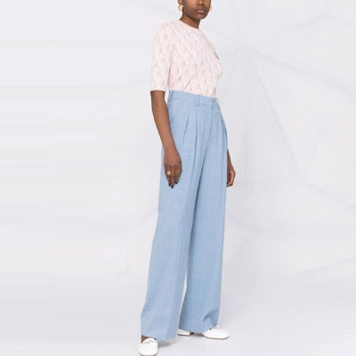 (W) Lanvin Pink Jacquard Knit Kaos Lengan Pendek SS22 RW-TS0037-K205-P2250 Lookbook (W) Lanvin Pink Jacquard Knit Kaos Lengan Pendek SS22 RW-TS0037-K205-P2250