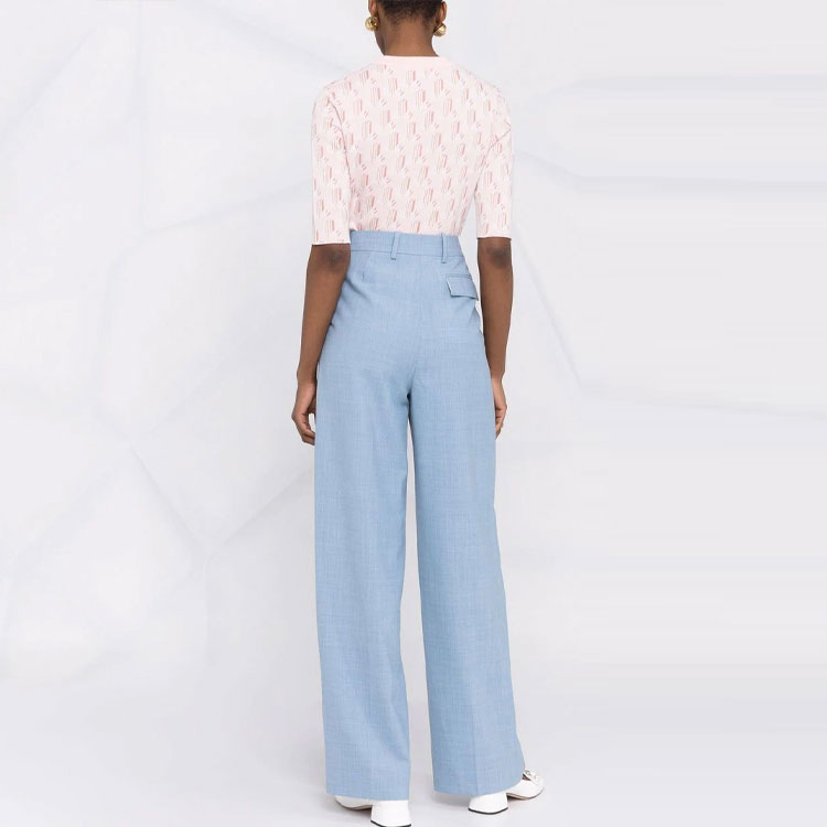 Purchase (W) Lanvin Pink Jacquard Knit Kaos Lengan Pendek SS22 RW-TS0037-K205-P2250