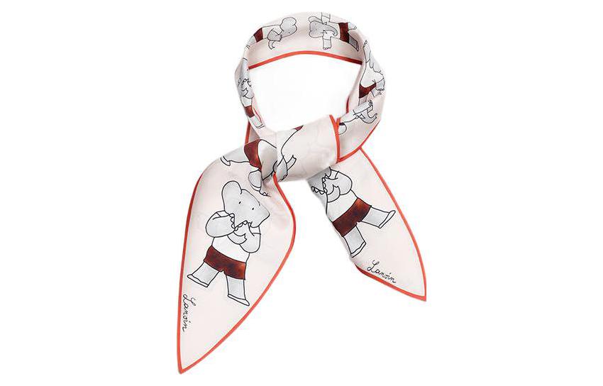 (Women) Lanvin  Red/Beige Silk Hairband with BABER Elephant Print AW-SAFT03-BGYM-P21