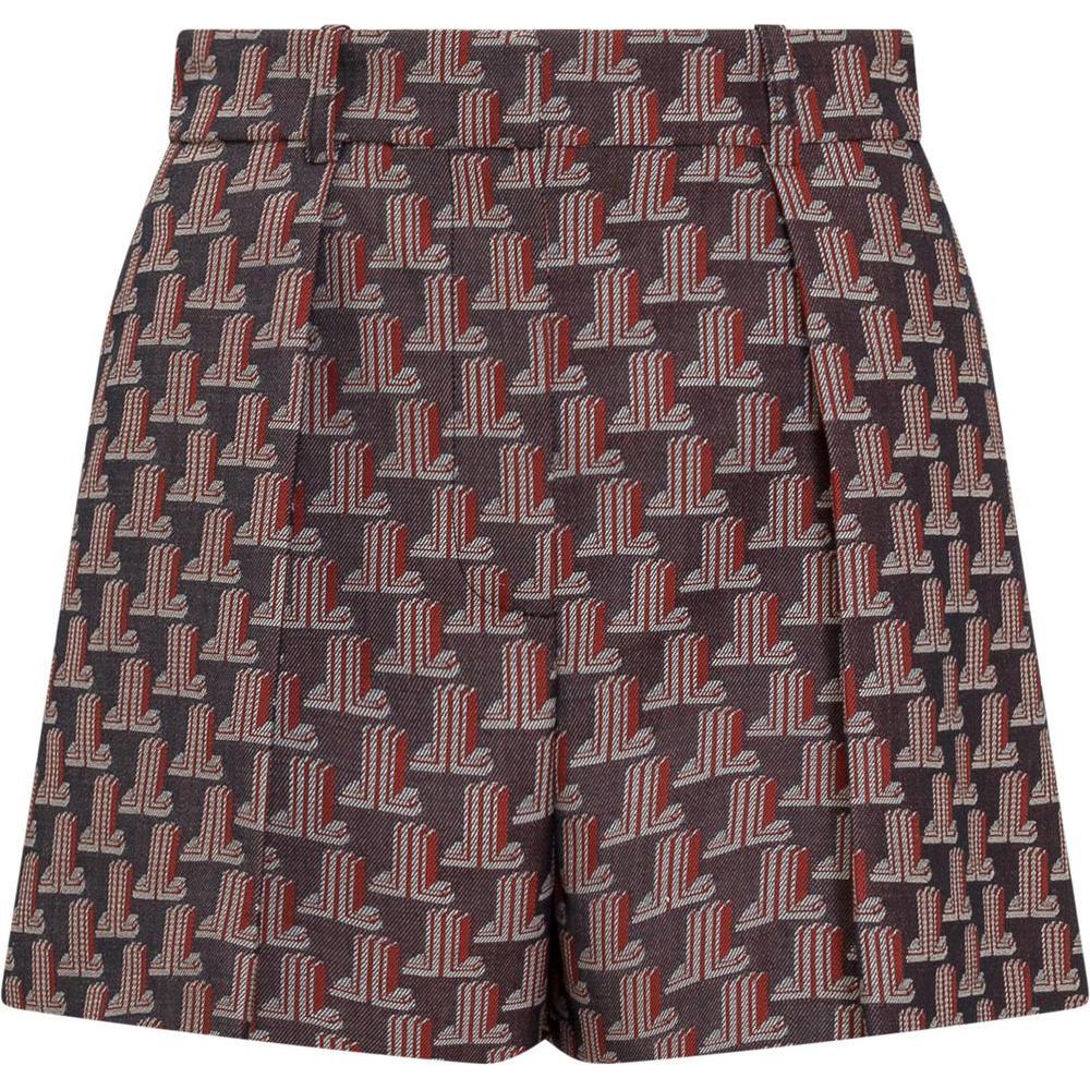 (Women) Lanvin  SS22 Bright Red Pleated Printed Casual Shorts. RW-TR0015-5190-P22