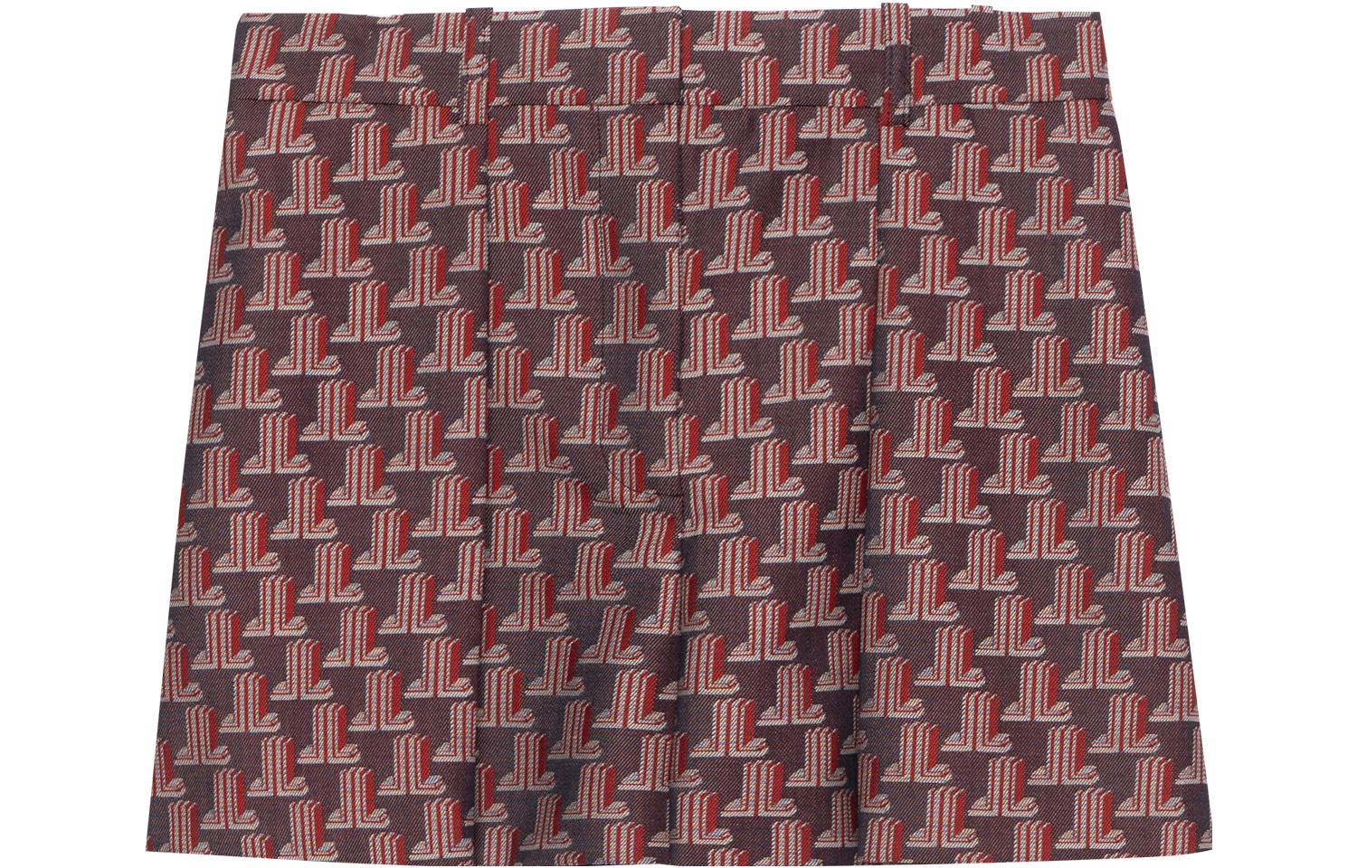 Order (W) 랑방 SS22 밝은 레드 플리츠 프린트 캐주얼 쇼츠. RW-TR0015-5190-P22