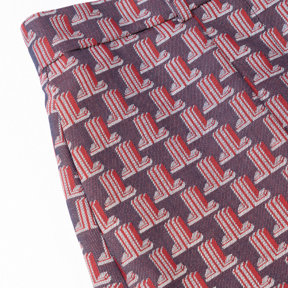 Details for (W) 랑방 SS22 밝은 레드 플리츠 프린트 캐주얼 쇼츠. RW-TR0015-5190-P22