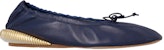 (W) Lanvin Kasut Rata Ballet 'Kulit Kontras Navy' FW-BAOB01-NAPA-E2129