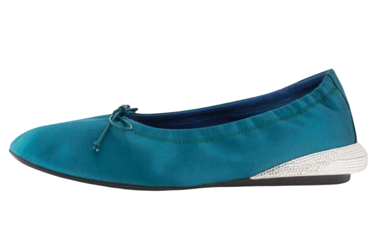 (Women) Lanvin Bumpr 'Navy Blue Satin Contrast Ballet Flats' FW-BAOB02-RAST-E21461