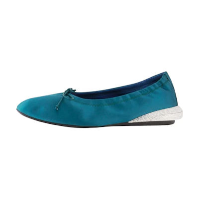 (W) Lanvin Bumpr 'Navy Blue Satin Contrast Ballet Flats'