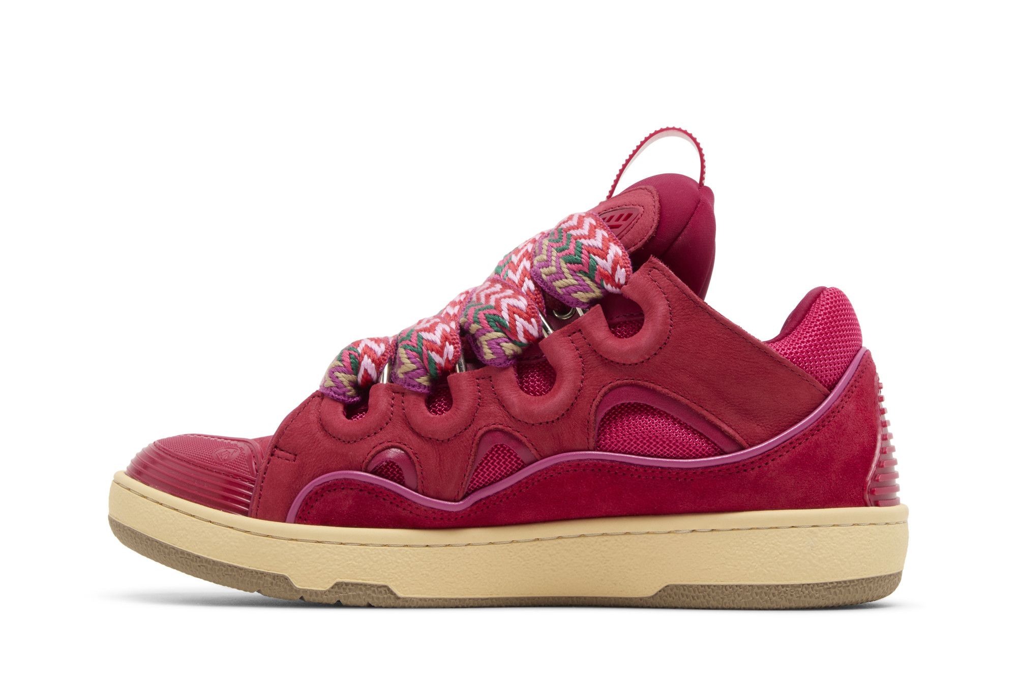 Lookbook Lanvin浪凡 Curb 皮革 系帶低幫 時尚板鞋 女款 紫紅色