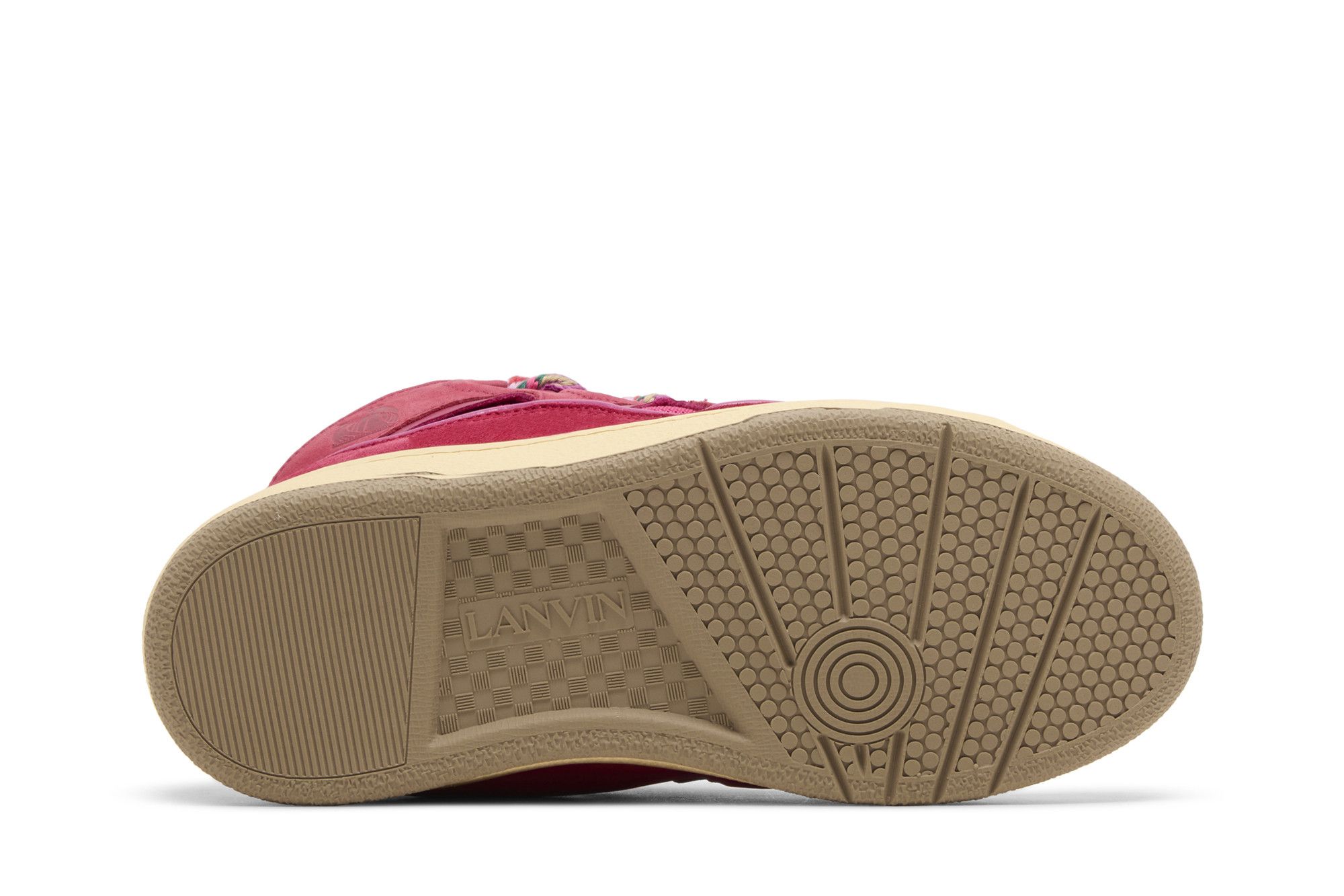 Shop Lanvin浪凡 Curb 皮革 系帶低幫 時尚板鞋 女款 紫紅色