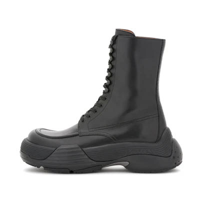 (W) Lanvin Flash-X Bold Lace Up Leather Boot 'Black'