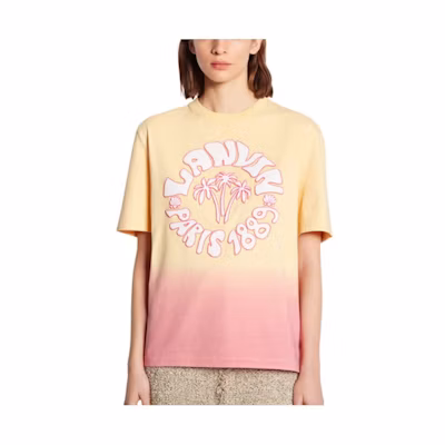 (Women) Lanvin FW22 Gradient Logo Print Orange T-Shirt . RW-TS0020-J013-A22