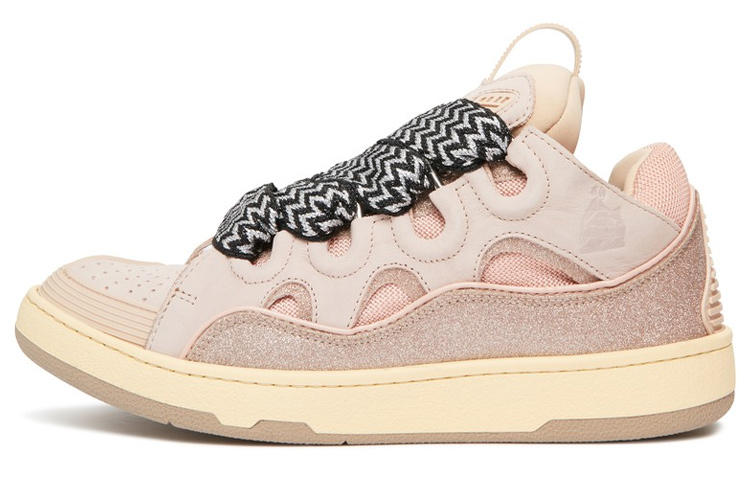 (W) Lanvin Leather Curb Glitter Pale Pink Black White