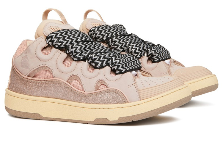 (W) Lanvin Leather Curb Glitter Pale Pink Black White 圖 2