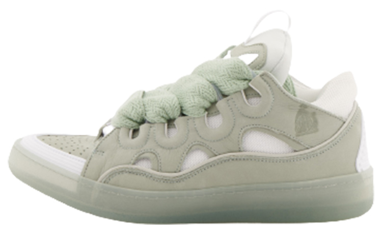(Women) Lanvin Leather Low-Top Lace-Up Fashion Sneakers Blue Gray FW-SKDK02-TRAG-P23401