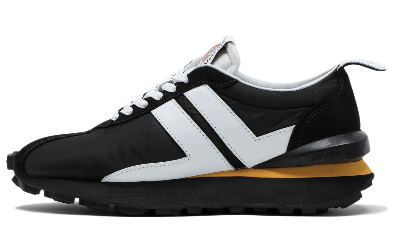 (W) Lanvin Leather Low-Top Sneakers 'Embossed Logo Black'