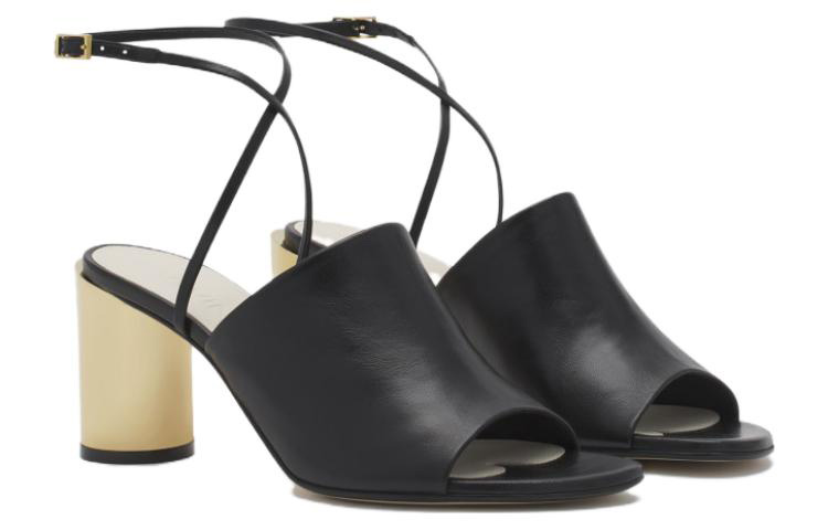 Order (W) Lanvin 黑色真皮露趾粗跟凉鞋 FW-SASM02-NAPA-A2310M1