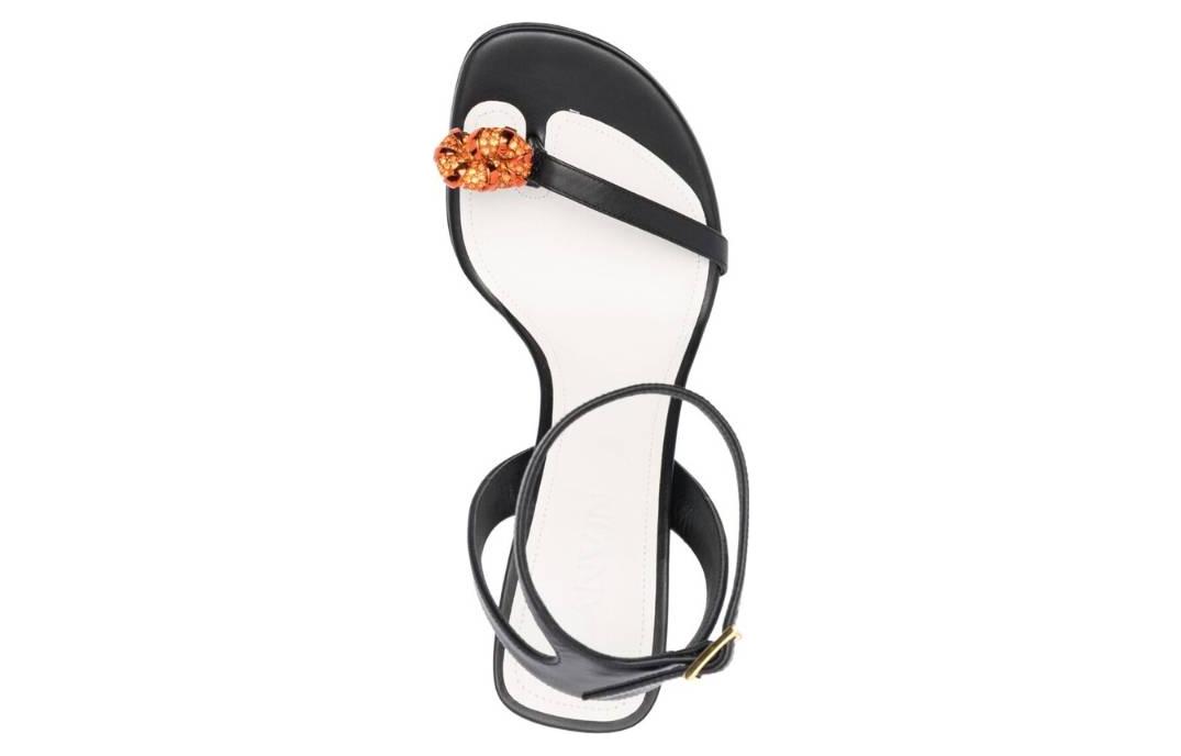 Shop (W) Lanvin Leder Open-Toe Schnallen High-Heels ''Schwarz'' FW-SASS0I-RIVE-E2310