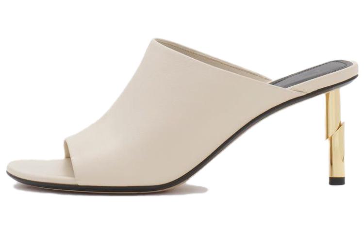 Buy (W) ランバン レザーオープントゥスライドサンダル (白) FW-SASM01-NAST-A2301236