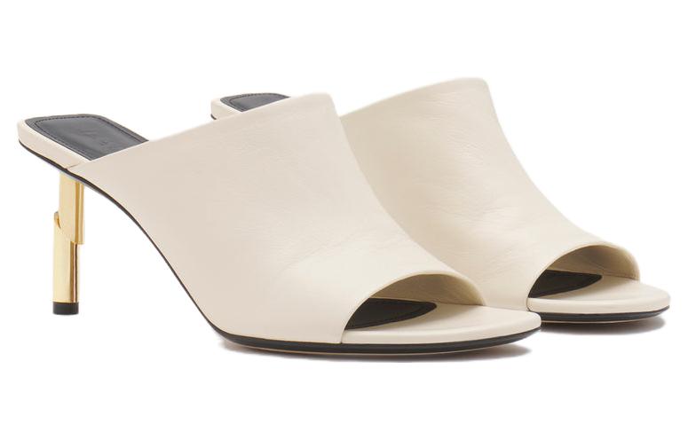 Order (W) ランバン レザーオープントゥスライドサンダル (白) FW-SASM01-NAST-A2301236