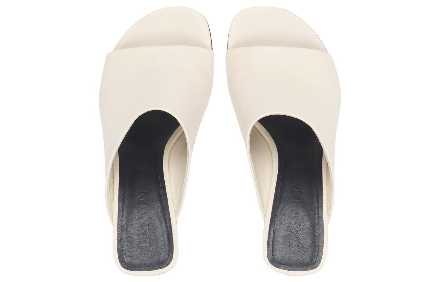 Lookbook (W) ランバン レザーオープントゥスライドサンダル (白) FW-SASM01-NAST-A2301236