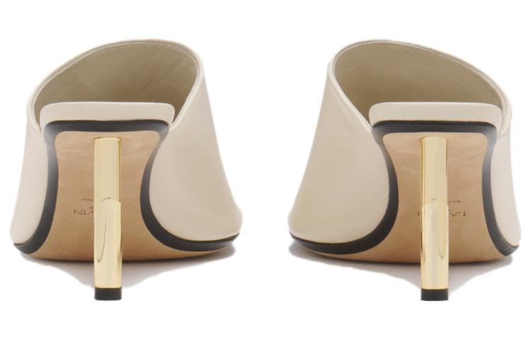 Shop (W) ランバン レザーオープントゥスライドサンダル (白) FW-SASM01-NAST-A2301236