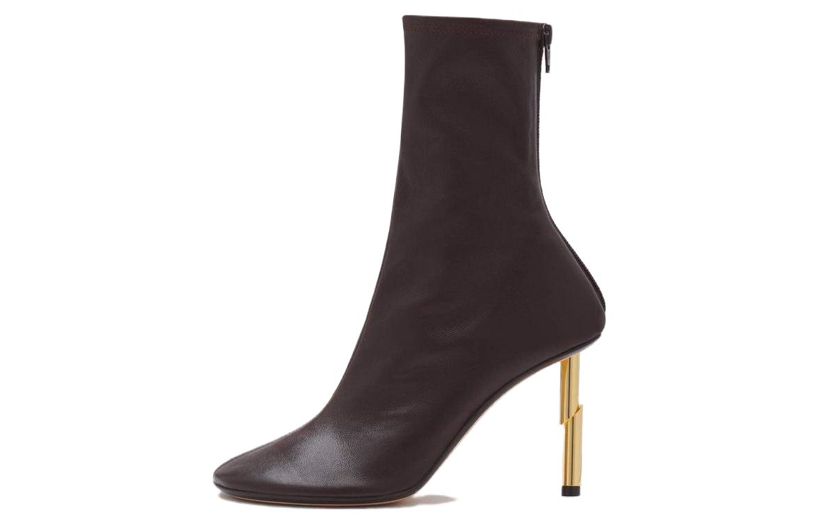 (W) Lanvin Leather Pointed Toe Zip Booties 'Black'