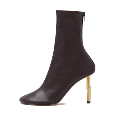 (W) Lanvin Leather Pointed Toe Zip Booties 'Black'