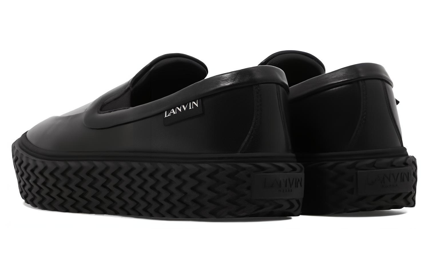 Shop (W) Lanvin 黑色皮革低帮一脚蹬休闲鞋 FW-SKLK02-NAPA-P2310