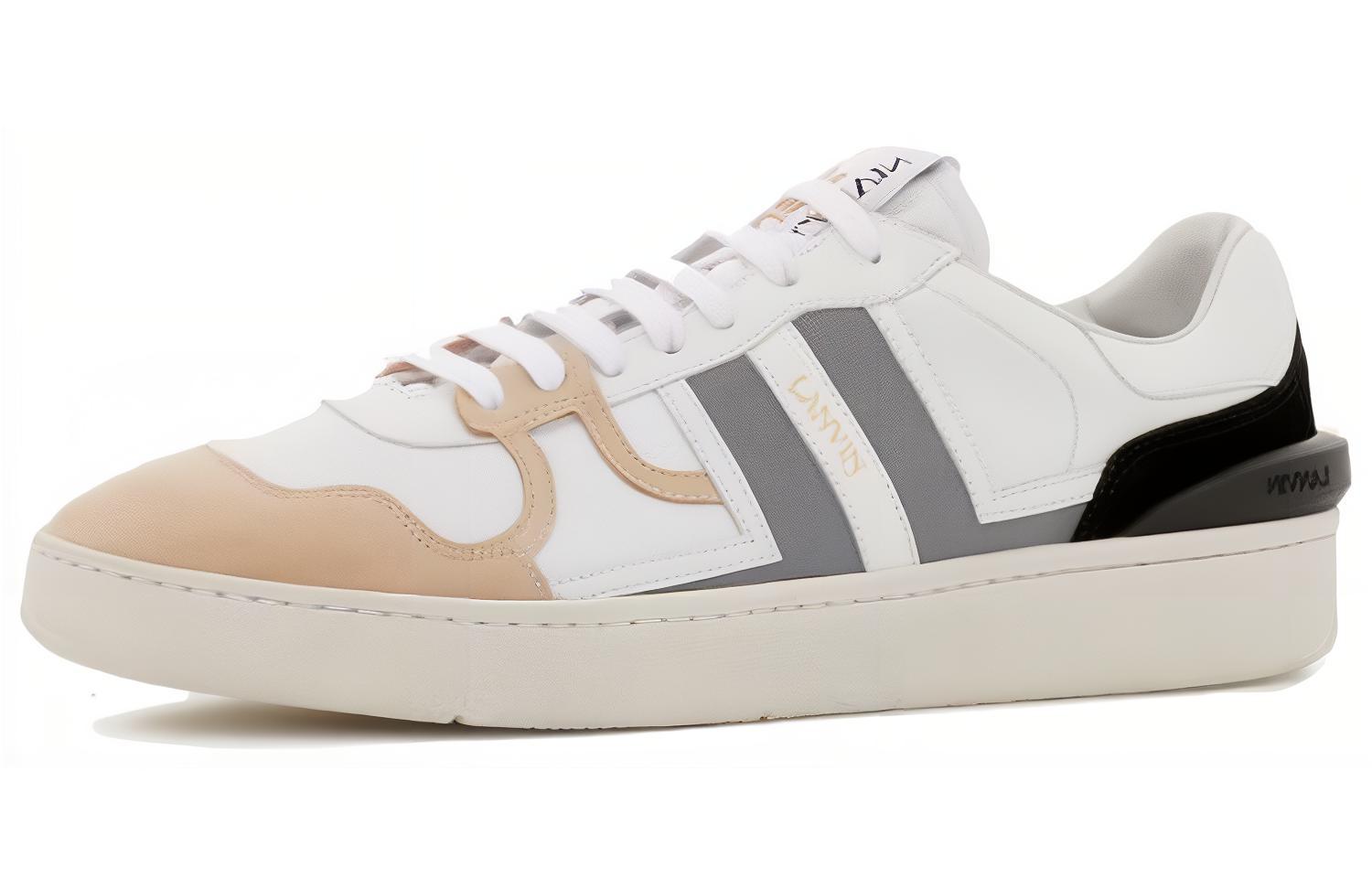 (W) Lanvin Low Top Calfskin Sneakers 'White Silver'