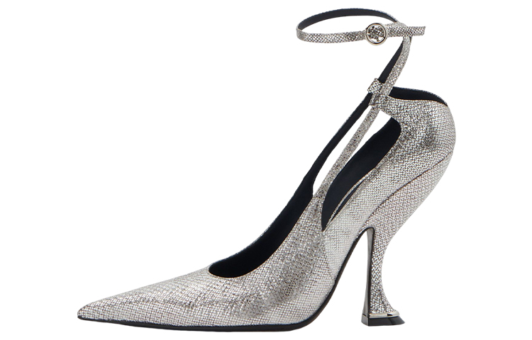 (W) Lanvin Rita 'Silver Leather Pointed Heels'
