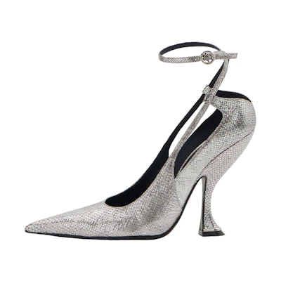 (W) Lanvin Rita 'Silver Leather Pointed Heels'