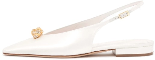 (Women) Lanvin Satin Swing Slingback Mule Sandal 'White Melody Jewel' FW-BASS06-RASO-P2300 (Women) Lanvin Satin Swing Slingback Mule Sandal 'White Melody Jewel' FW-BASS06-RASO-P2300
