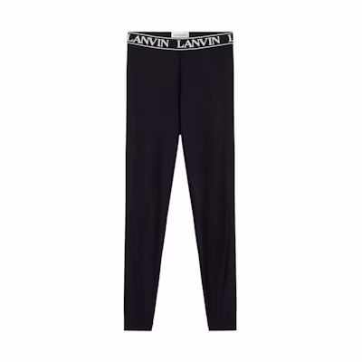 (Women) Lanvin SS22 Black Logo Waist Leggings RW-TR0033-JW01-E2210