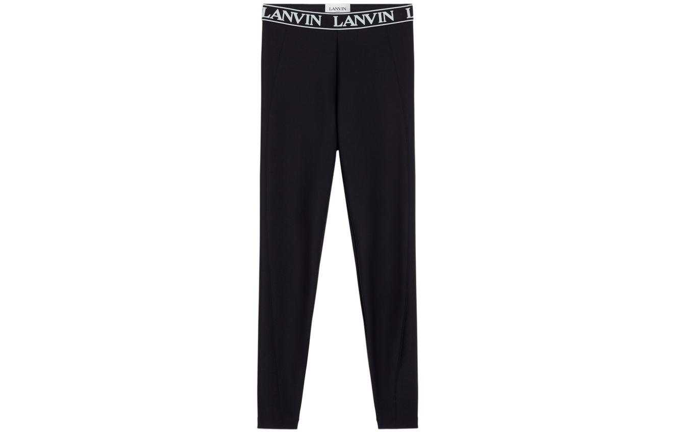 Order (W) Lanvin SS22 Leggings Negros con Logo en la Cintura. RW-TR0033-JW01-E2210