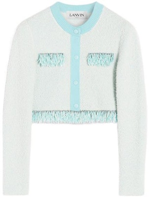 (W) Lanvin SS22 Chaqueta Tweed Recortada de Manga Larga Azul Claro. RW-CA0017-K401-P22 Order (W) Lanvin SS22 Chaqueta Tweed Recortada de Manga Larga Azul Claro. RW-CA0017-K401-P22