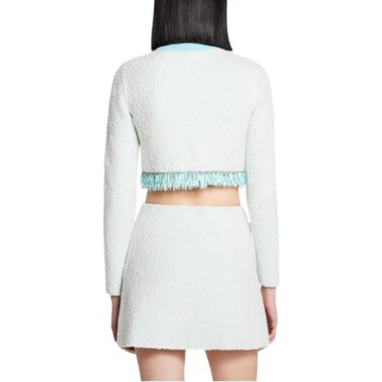 Shop (W) Lanvin SS22 Chaqueta Tweed Recortada de Manga Larga Azul Claro. RW-CA0017-K401-P22