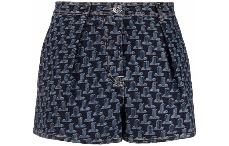 Order (W) Lanvin SS22 Shorts Denim Mini Azules con Logo Columna Estampado Total. RW-TR0115-D041-P22-29