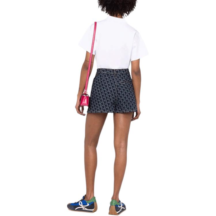 Purchase (W) Lanvin SS22 Shorts Denim Mini Azules con Logo Columna Estampado Total. RW-TR0115-D041-P22-29